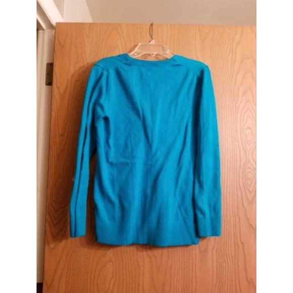 NWOT Gap Teal Button Down Deep V-Neck Sweater - Picture 3 of 4